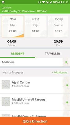 app Qibla direction